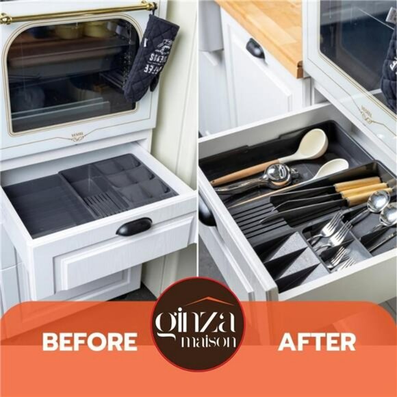 Expandable Silverware Drawer Organizer Large Utensil Cutlery Flatware Tray Holde - Picture 6 of 7